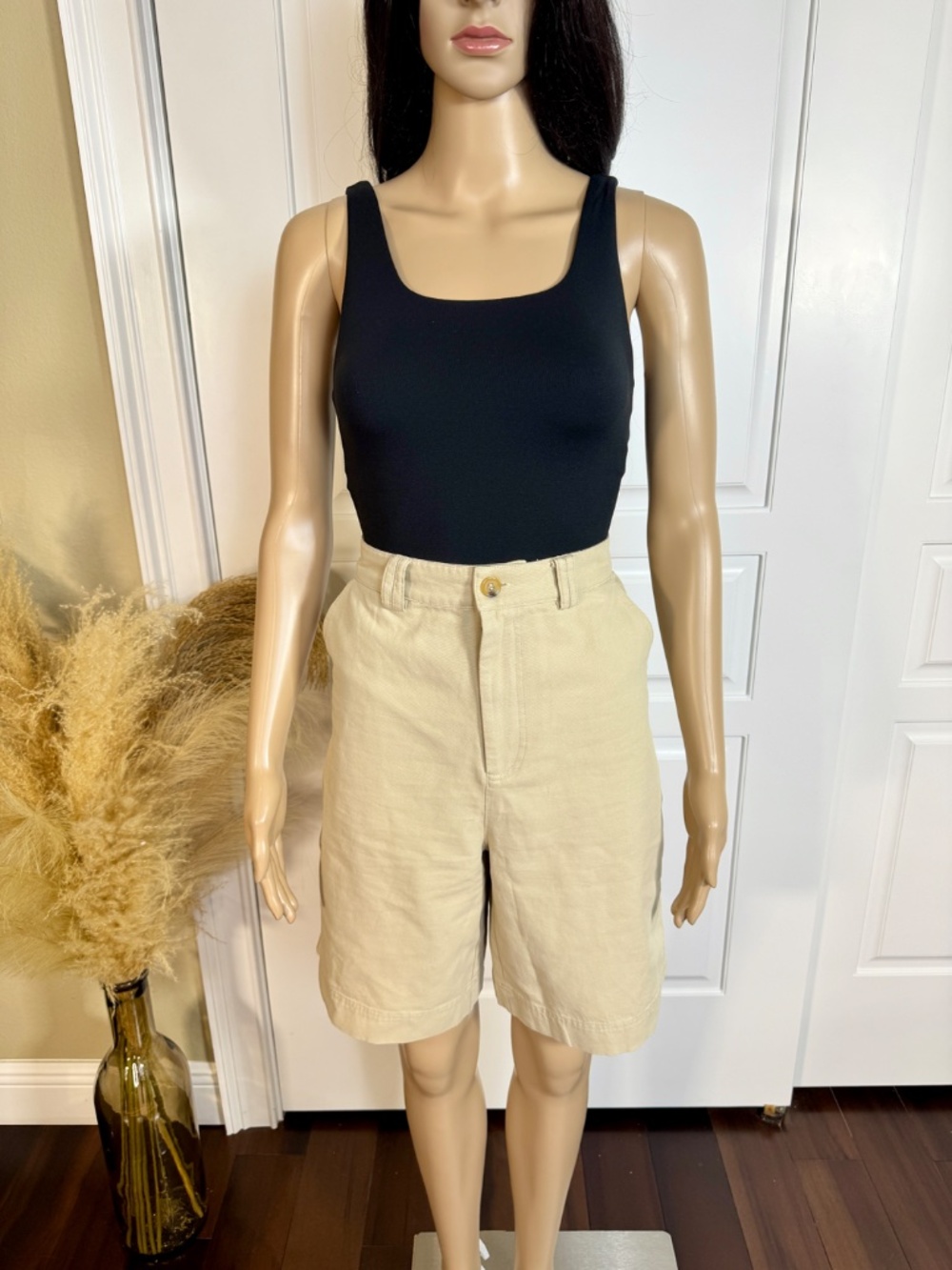 HIGH WAIST DENIM KHAKI CHINO SHORTS - NWOT - Picture 16 of 17